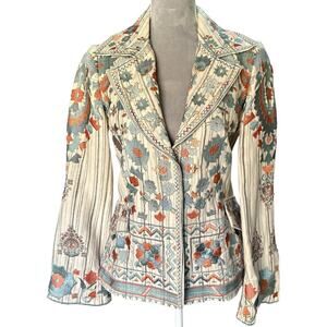JOHNNY WAS BIYA Embroidered Tailored Coat NWT Boho Luxe Festival Jacket, Size S